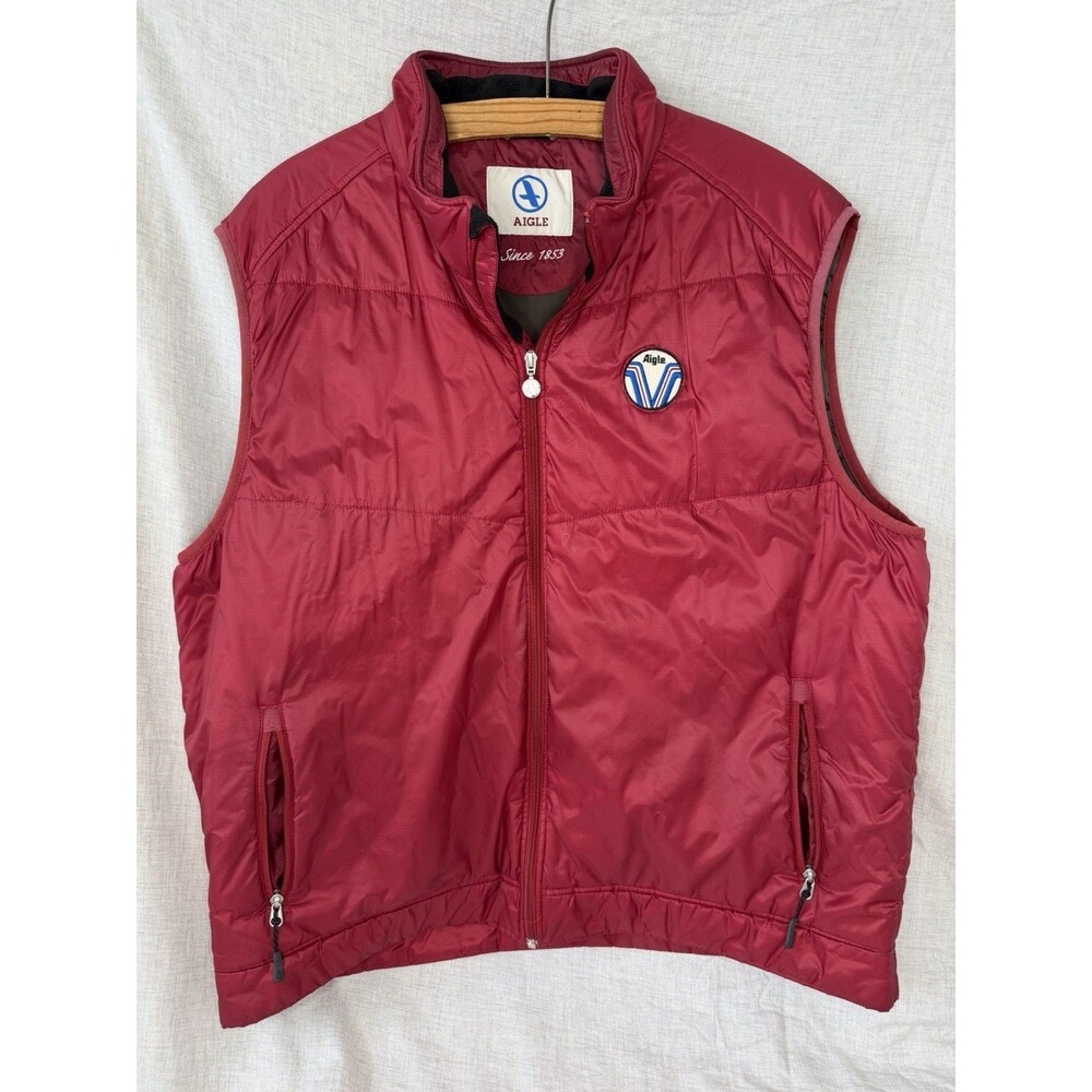 Mens Aigle Thermolite Puffer Vest Jacket Red Sz XXL.